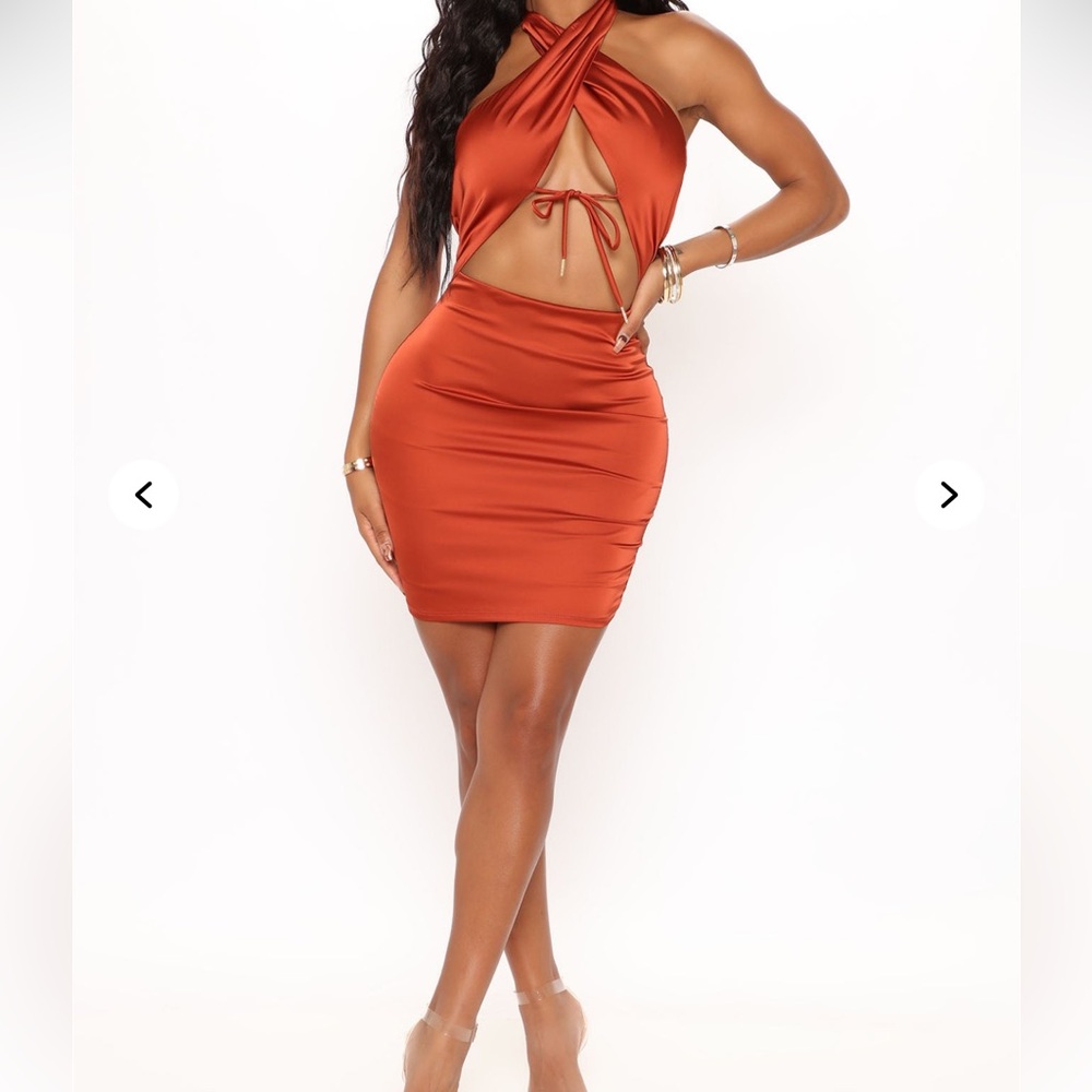 Fashion Nova Orange Ruched Pencil Mini Skirt